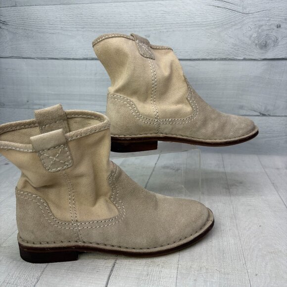 Clarks Cabaret Stage Sand Suede Womens Ankle Boots Slouchy Block Heel Size 6.5 - Picture 11 of 14